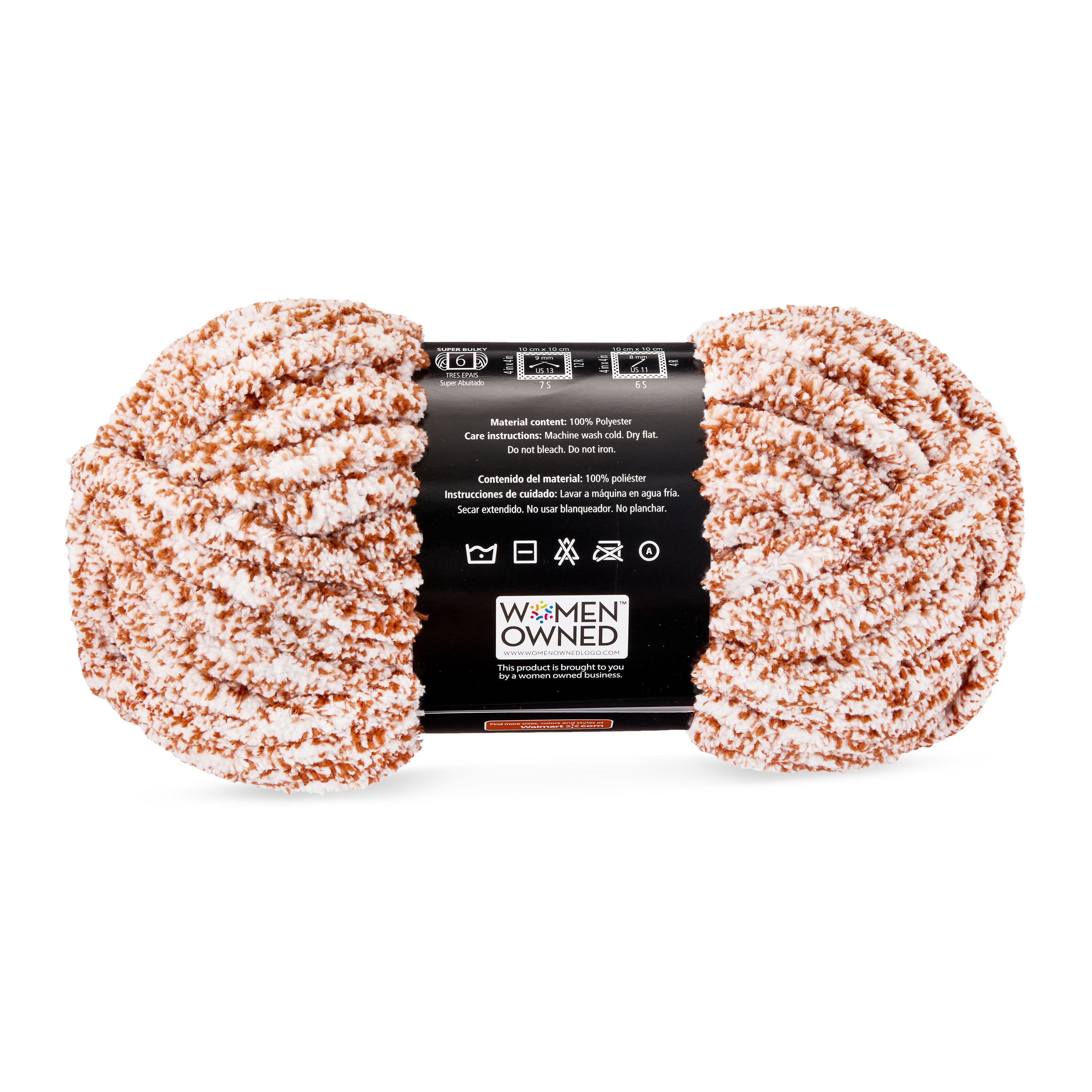 Mainstays Heathered Chenille Yarn, 33 yd, Gingerbread, 100% Polyester, Super Bulky, Pack of 4