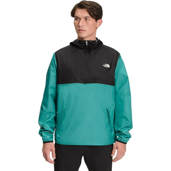 The North Face Men's Cyclone Anorak Windbreaker Jacket, TNF Black/Porcelain Green, Medium