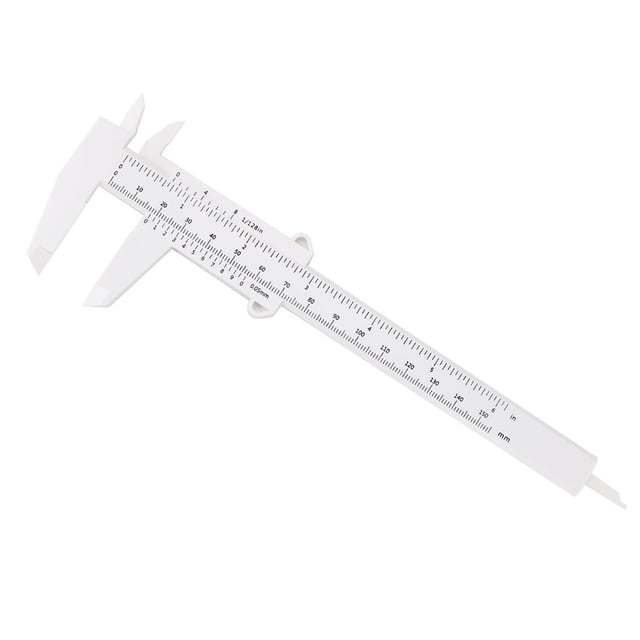 Vernier Caliper 150mm Plastic Sliding Gauge Caliper Portable Vernier Caliper; Plastic Sliding Measure Ruler for Woodworking Metalworking, White