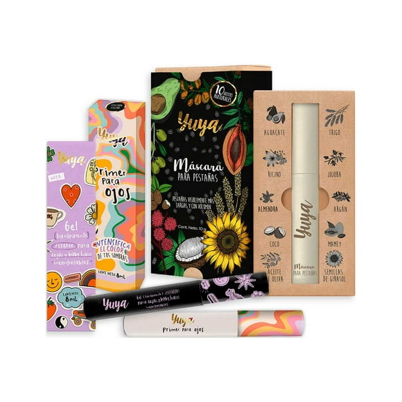 Pack Primer para Ojos Yuya 8ml Máscara para Pestañas 10 Aceites 10g Gel Fijador para Cejas 8ml