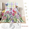 thumbnail image 5 of Tulips Spring Floral Blanket Soft Cozy Warm Throw Blanket for Couch, Plush Fuzzy Flannel Fleece Blankets for Sofa, Flowers Butterfly Plaid Pastoral Bed Blankets Lightweight Gifts for Women, 32"x48", 5 of 9