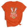 thumbnail image 4 of UPPADA Femmes Heureux Easter T-Shirt Bunny Lapin Graphique T-Shirt Manche Courte Drôle Lettres Imprimées Chemises Manche Courte Col Rond Tuniques Hauts Orange,TTTG, 4 of 5