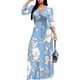 thumbnail image 2 of Vestido largo con estampado floral, cuello en V, manga abullonada, talla 3XL, mujer, 2 of 6
