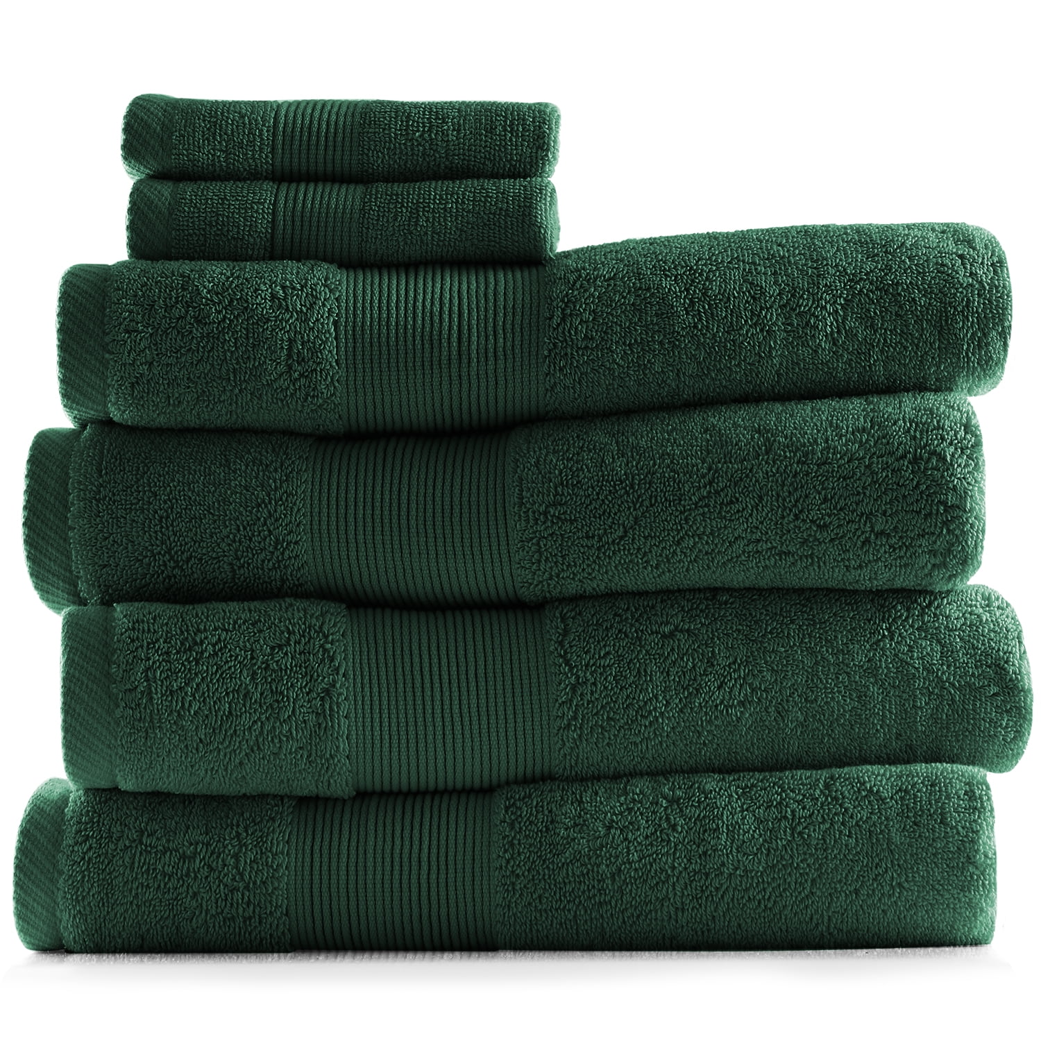 Clara Clark Bath Towels Set, 100% Cotton Luxury Softness 6 Pc Set, Hunter