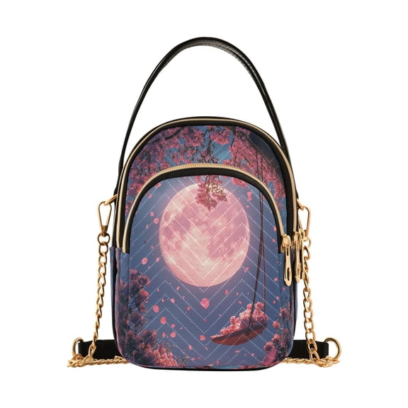 YAZAOO Cross Body Fashion Shoulder Waist Purse Bags Pink Moon Pattern Pocket Handbags