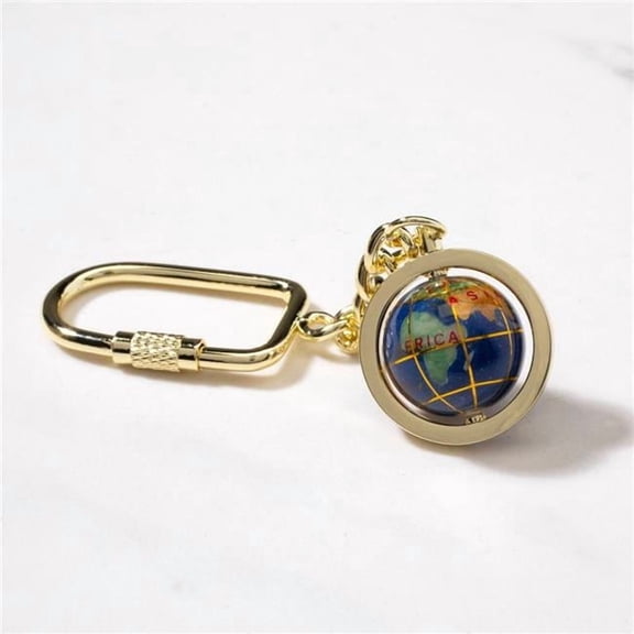 Kalifano LKCG-LP 4.5 in. Gemstone Globe with Lapis Ocean Showcased on a Gold Colored Keychain