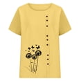 thumbnail image 4 of QUNYINEY Over Sized T Shirt Women Summer Cotton Floral Short Sleeve Tunic Tops Loose Fit Pullover Casual Button Crew Neck Shirts, 4 of 6