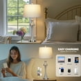 thumbnail image 5 of Cinkeda Modern Table Lamp Set of 2 with USB C+A Ports AC Outlet for Bedroom Living Room 28.75 Tall 3 Way Dimmable Touch Bedside Nightstand Lamps Silver, 5 of 6