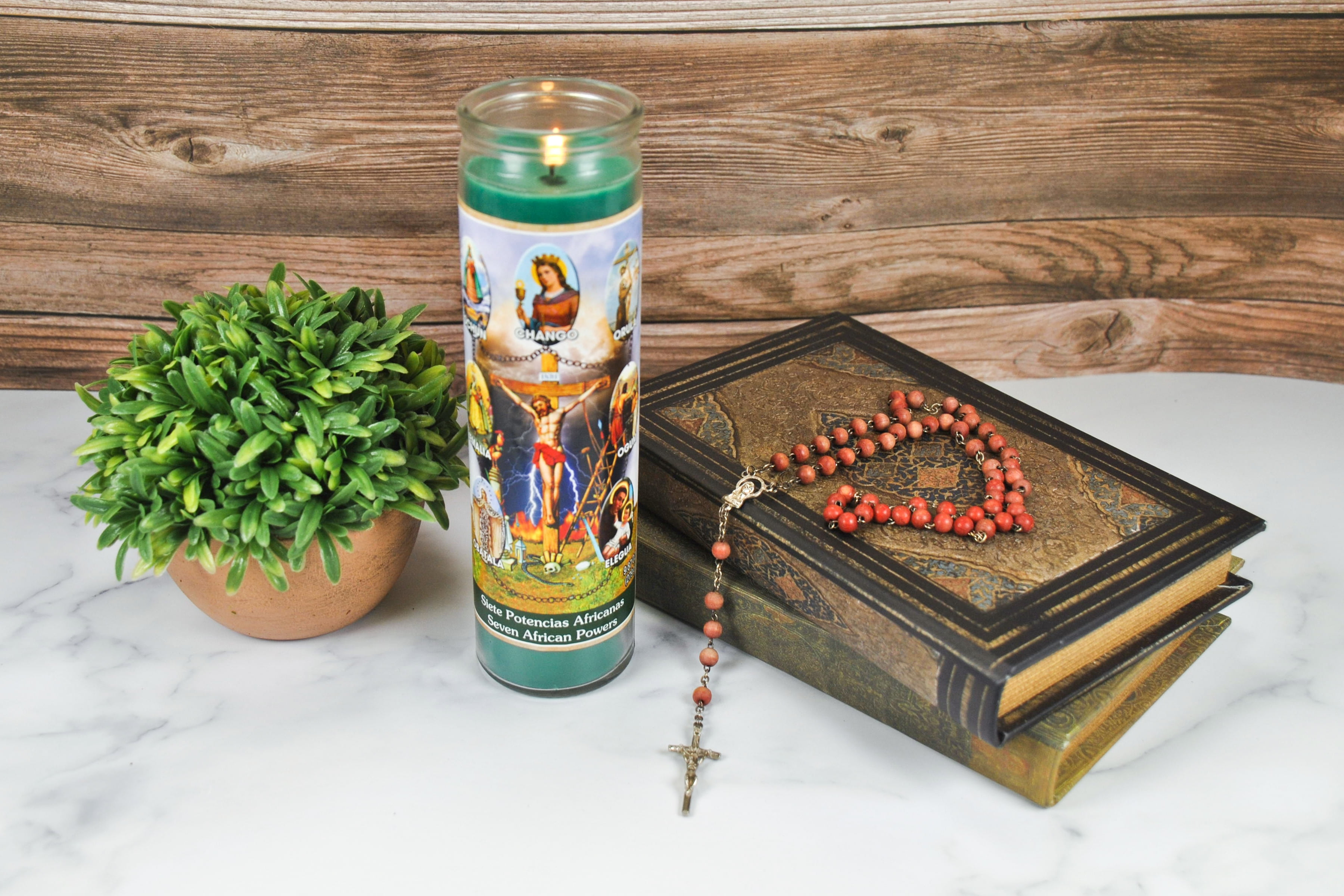 (2 pack) Prayer Candle 7 African Powers Green, 8 Inch