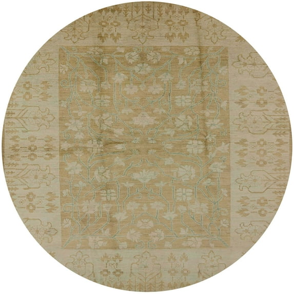 Ahgly Company Indoor Round Mid-Century Modern Cinnamon Brown Oriental Area Rugs, 5' Round