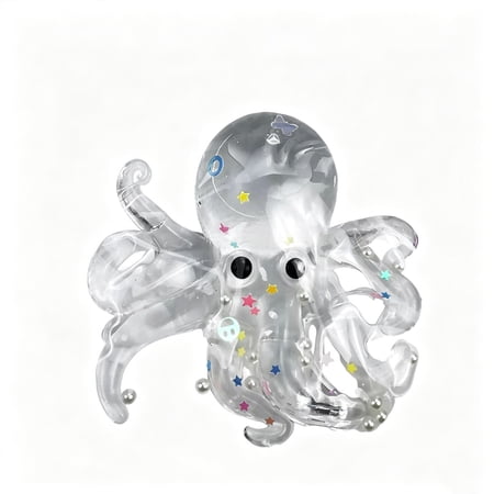 Squeeze Toy Animals Toy Clear Sensory Stress Relief Ball with Crystal Sequin Slow Rising Silicone Fidget Toy for Anxiety Portable Desk Decompression Gadget
