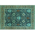 thumbnail image 1 of Ahgly Company Machine Washable Indoor Rectangle Oriental Turquoise Blue Industrial Area Rugs, 5' x 8', 1 of 4