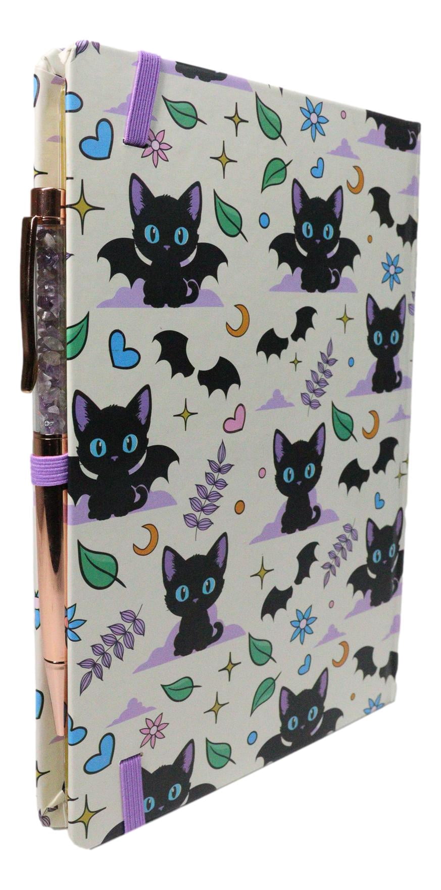 Cute And Creepy Bat Winged Cats Mystical Spell Notebook Journal Lined Page A5