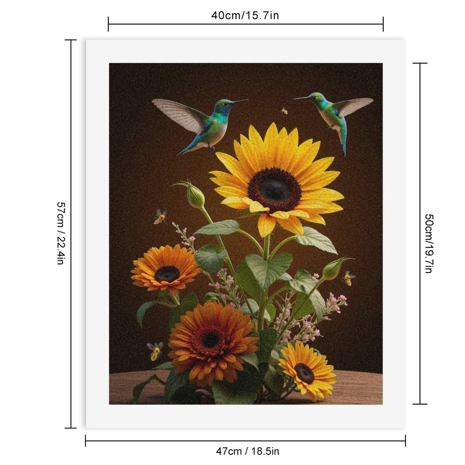 Paint By Numbers Kit for Adults Beginner - DIY Sunflower Garden Hummingbird Dance Canvas Painting Kits for Adults, Frameless Paint By Number for Adults for Home Wall Decor 16x20 Inch