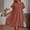 Red, variant on Womens Dress Summer Solid Color Crew Neck Mid-Length Dress Quick Dry Slim Fit Short Sleeve Dresses
