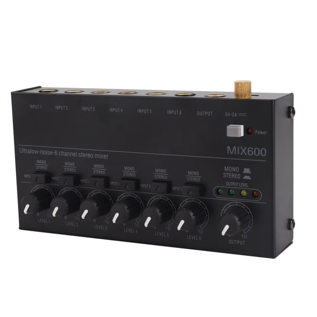 Mezclador Estéreo Ultracompacto, Mezclador De Sonido De Metal Con Funcionamiento De Ruido Ultra Bajo Y Sin Distorsión, Mezclador De Línea De 6 Canales Para Grabación De
