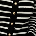 thumbnail image 4 of Maqroz Striped Cardigan for Women Long Sleeve Crew Neck Button Down Sweater Cardigans Fall Winter Fashion Casual Cropped Thin Outerwear, 4 of 5