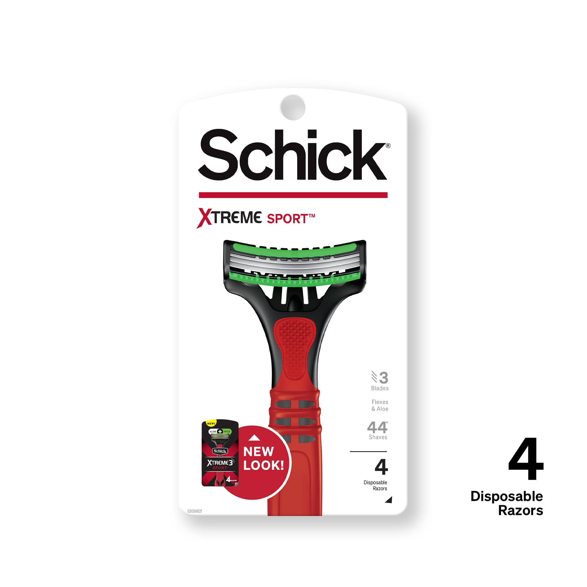 Schick Xtreme 3-Blade Sport Disposable Razors, 4 Ct, Flexible Blade Technology, Aloe Vera & Vitamin E Comfort Strip Helps Prevent Skin Irritation