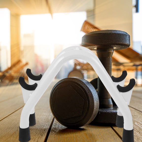 Milisten White Iron Dumbbell Holder with Floor Single-Tier Gym Rack