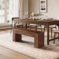 thumbnail image 3 of Finmind 47.24-inch Solid Wood Dining Bench, Farmhouse Long Kitchen Bench with Sturdy Legs for Dining Room, Living Room, Brown, 3 of 8
