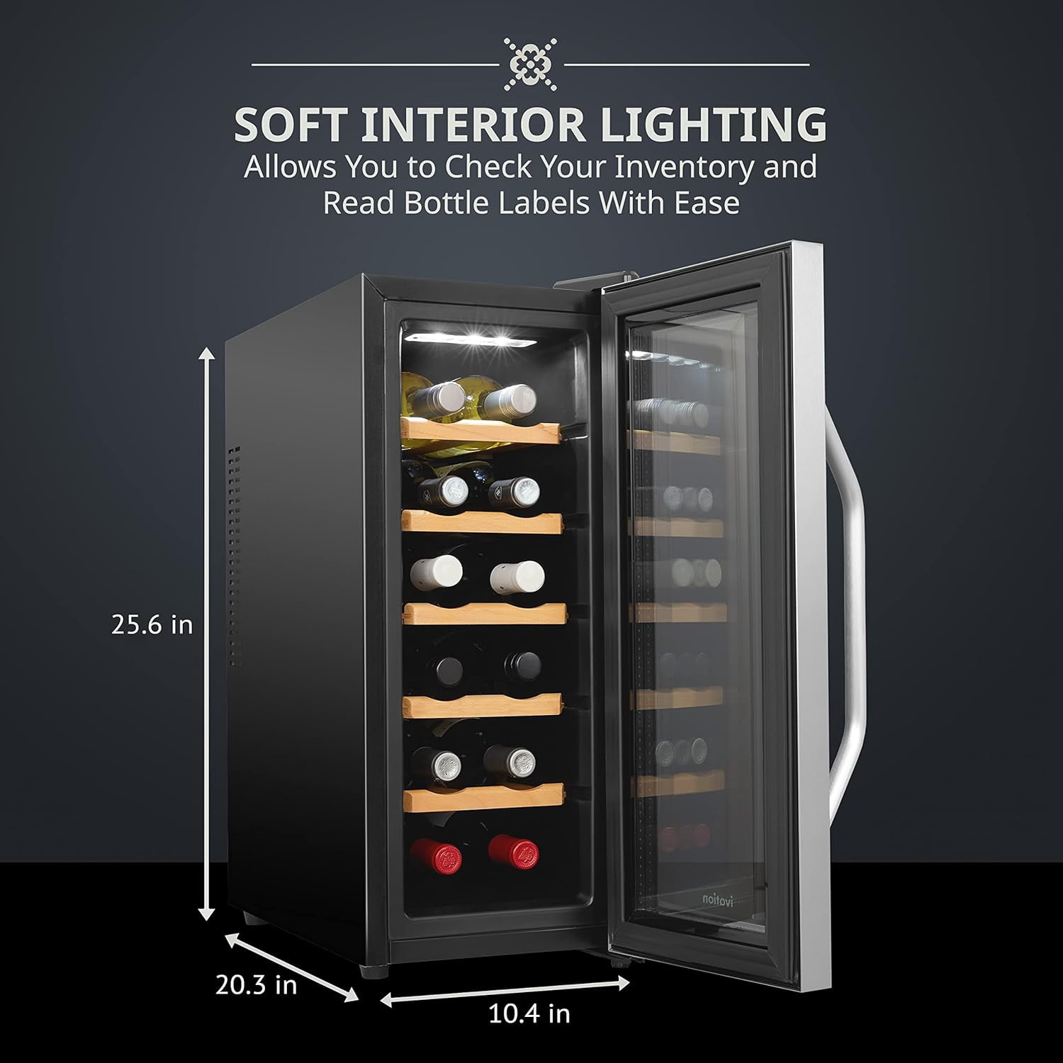 Ivation 12 Bottle Wine Fridge Freestanding Wine Cooler Refrigerator with Glass Door