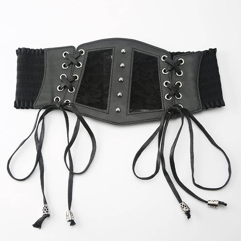 Vintage Underbust Corset Belt Adjustable 26-30.7 Inch Waist Faux Leather Gothic Gothic Waist Corset Belt for Women Vintage Faux Leather  main image 3