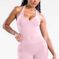 thumbnail image 3 of Pounoo Womens Halter Tank Tops Halter Neck V Neck Solid Color Yoga Fitness Casual Outings Tops Camis Tanks Gift, 3 of 9