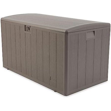 Multipurpose 130 Gallon Resin Outdoor Backyard Patio Storage Deck Box Container With Soft Close Lid, Gray
