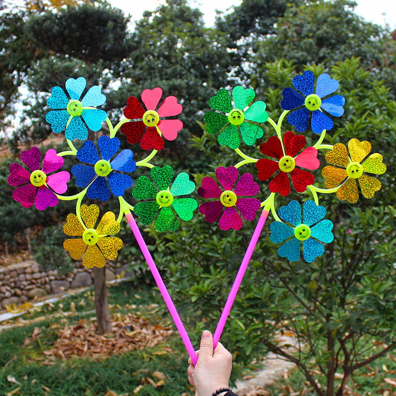 Kids Toy Colorful Sequins Windmill Wind Spinner Home Garden Yard Decoration LE 