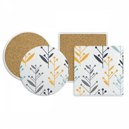 

Bud Flower Paint Coaster Cup Mug Holder Absorbent Stone Cork Base Set