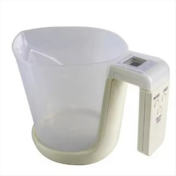 Báscula Electrónica Doméstica con Vaso Medidor Desmontable de 1000 Ml/5 Kg para Preparar Leche en Polvo y Hornear.