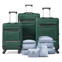 Ktaxon 3-Piece Softside Luggage Set With 8 Set Pcaking Cube TSA Lock, 360° Spinner Wheels Green