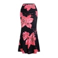 thumbnail image 5 of XINPING Long Skirts for Women Plus Size Ruffle Hem Floral Cute Women's Flowy Handkerchief Hemline Midi Skirt, 5 of 5
