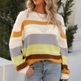 thumbnail image 2 of Vedolay Sweater Womens Fall Striped Oversized 2023 Pullovers Sweaters Casual Knit Tops,Yellow XL, 2 of 5