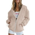 thumbnail image 2 of Ediodpoh Womens Casual Solid Long Sleeve Zipper Hooded Coat Pocket Sweatshirt Tops Solid Women's Hoodies Sweatshirts Rose Gold_002 XXXL, 2 of 4
