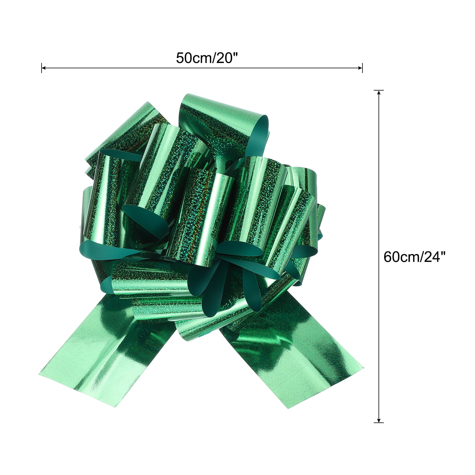 20 Inch Giant Large Pull Bow 1 Pcs Big Glitter Metallic Car Bows Ribbon for Wedding Presents Gift Wrapping Christmas, Green