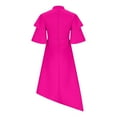 thumbnail image 5 of Ashirexll Party Dress for Women, Solid Color Plus Size Fashion Round Neck Double Ruffle Sleeve Big Hem Dress Hot Pink XXL, 5 of 6