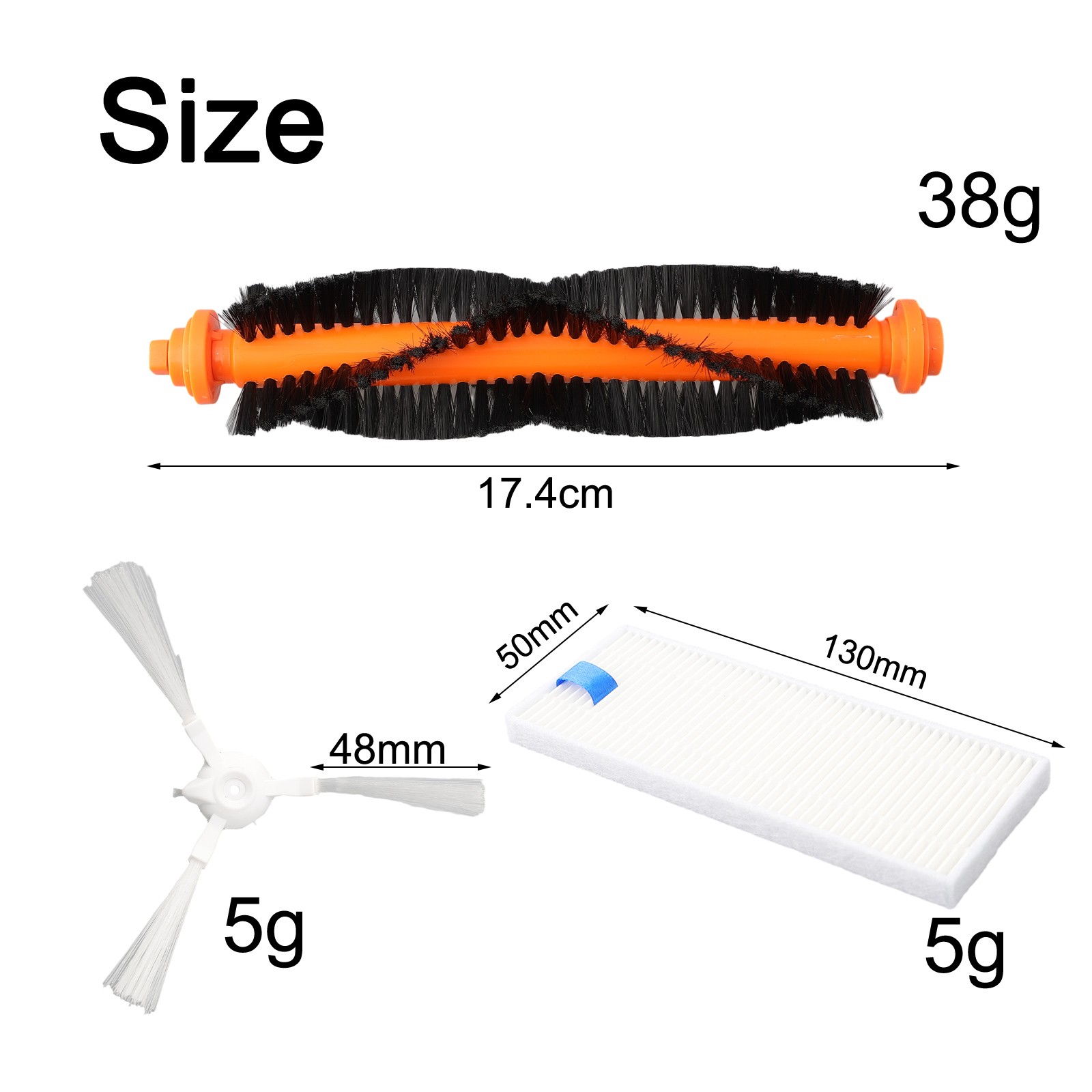 Kit Pièces Rechange Aspirateur - 1 Brosse Principale + 10 Brosses Latérales + 5 Filtres - Compatible Serie 20/40/45/50