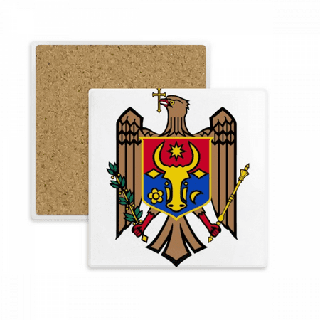 

Moldova Europe National Emblem Square Coaster Cup Mat Mug Subplate Holder Insulation Stone