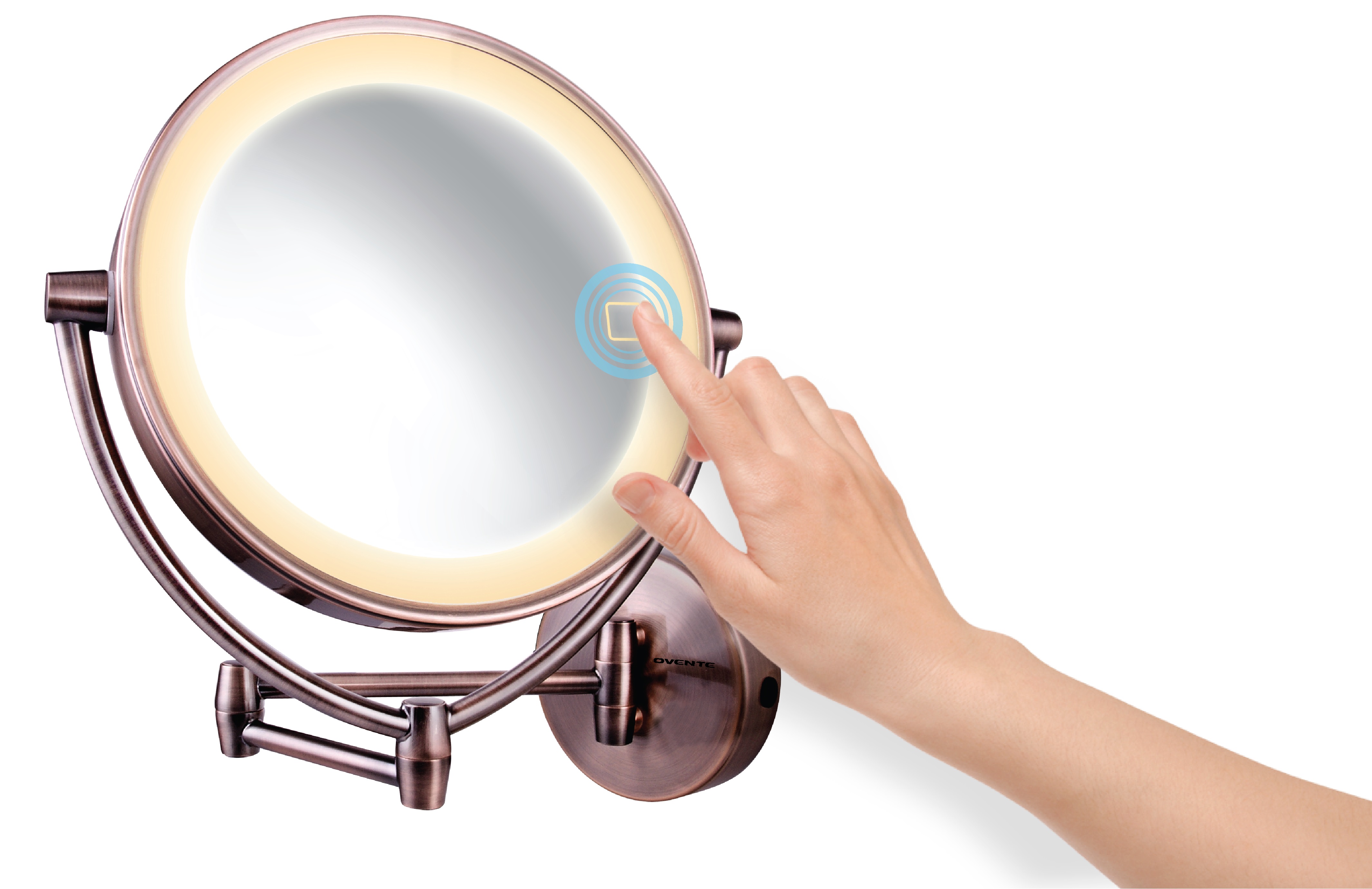 Ovente Wall Mount Mirror with 3 LED Lighting Tones (Daylight, Cool