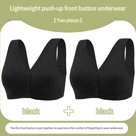 Itsame 2 Pack Everyday Casual Bra Set Womens Full Support Bra Cotton Standard Straps Wireless Comfort Bralette Black Size L