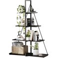thumbnail image 1 of 4 niveles ladder a-shaped de esquina estante - free standing estante de libros estante almacenamiento rack organizer con steel frame para home, oficina, sala de estar, y kitchen, negra, 1 of 8