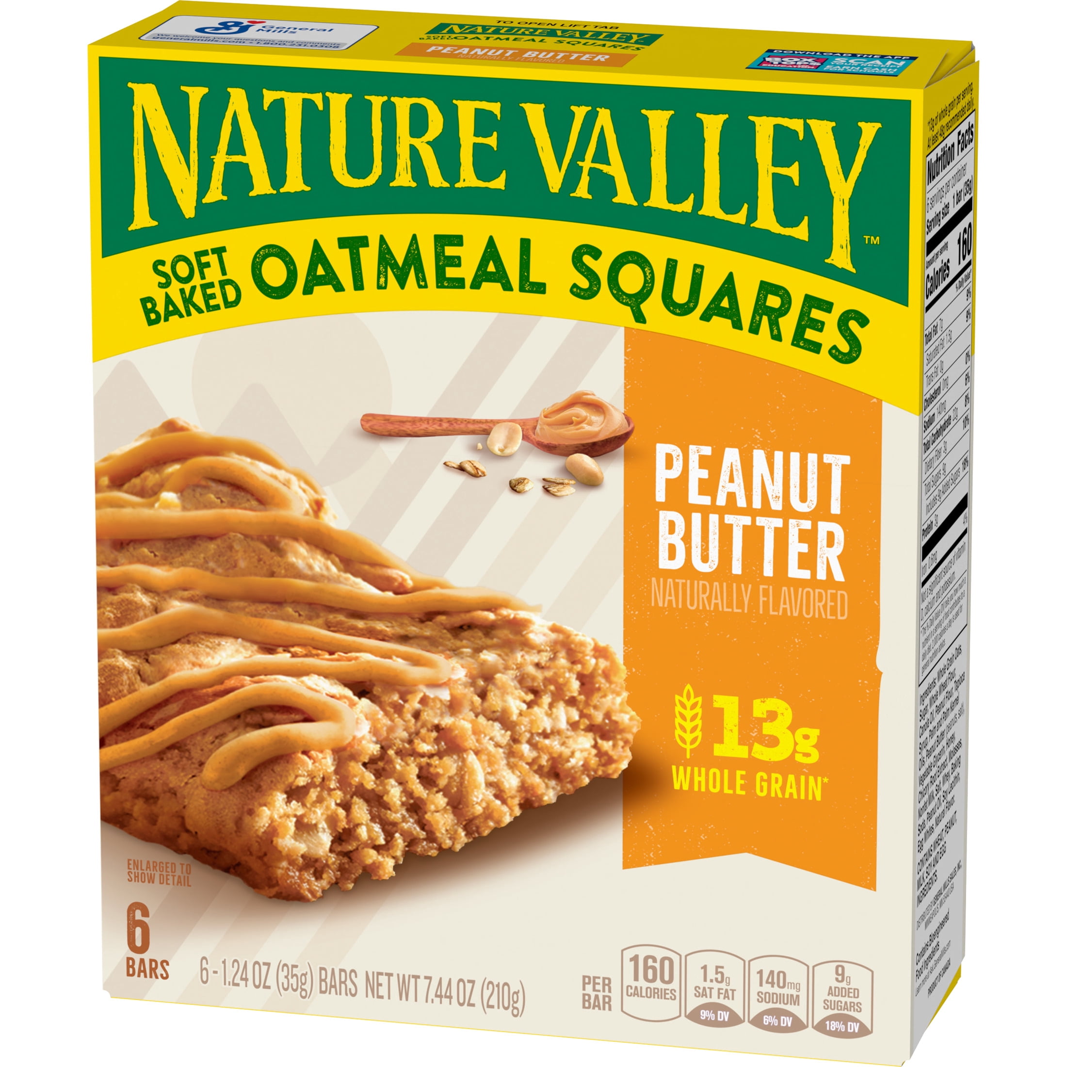(8 pack) Nature Valley Soft-Baked Oatmeal Squares, Peanut Butter Breakfast Snacks, 6 ct, 7.44 OZ