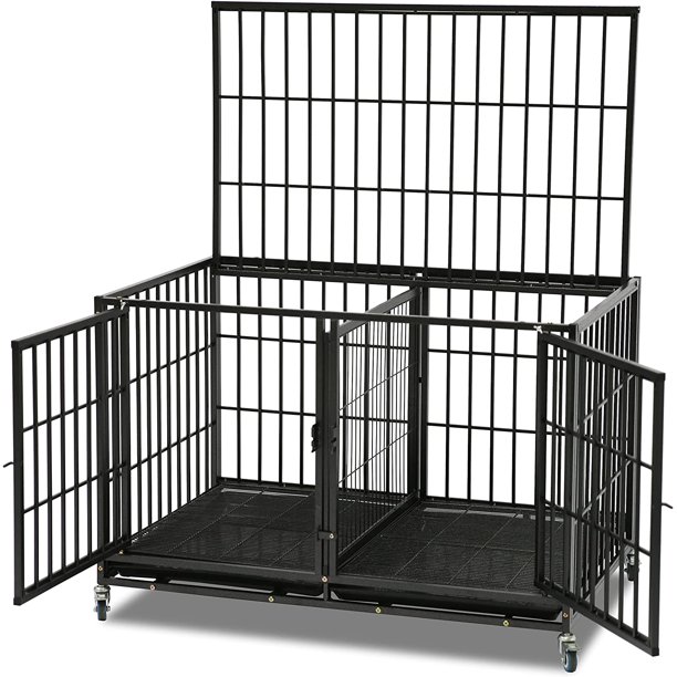 Homey Pet 43" Extra Strong Bar Style Stackable Divider Cage with Wheel