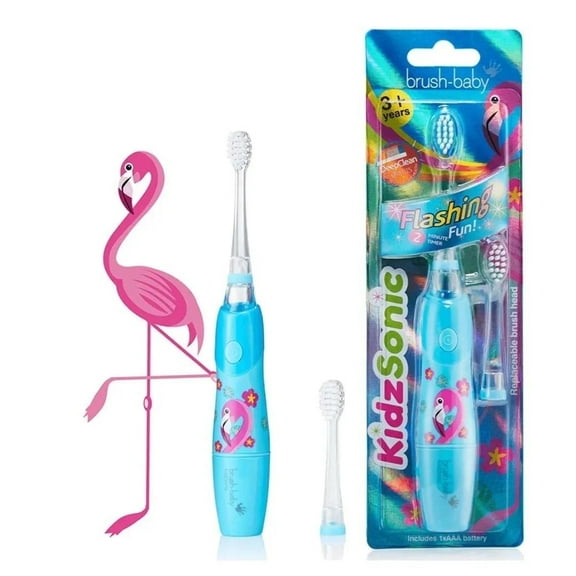 Brush-Baby KidzSonic Toddler Electric Toothbrush, Soft Bristles, Disco Lights, Smart Timer, Includes 2 Brush Heads