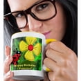 thumbnail image 2 of 3drose, Ladybug Happy Birthday Princess, 11oz Two-tone Yellow Mug, 2 of 6