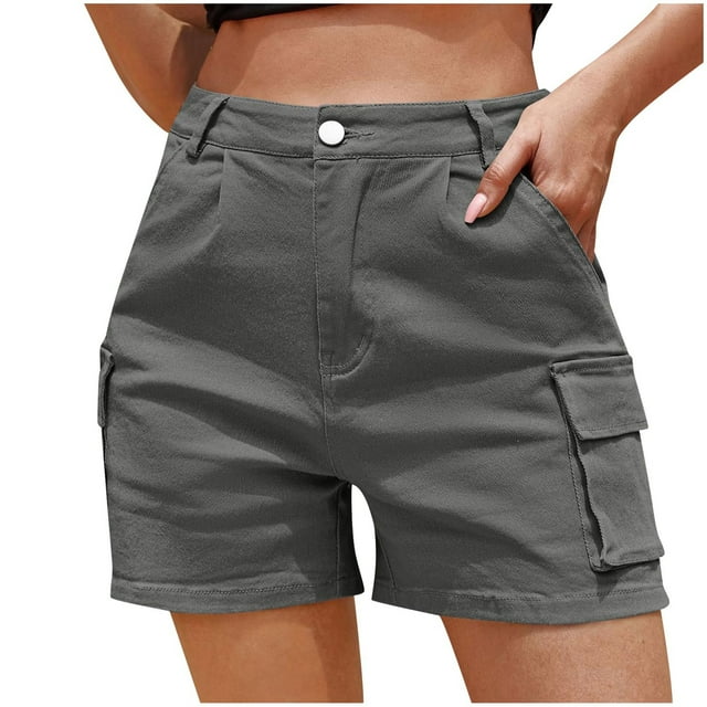aidice Cargo Shorts for Women Summer Loose Button Zip Climbing Workout Outdoor Shorts with Pockets