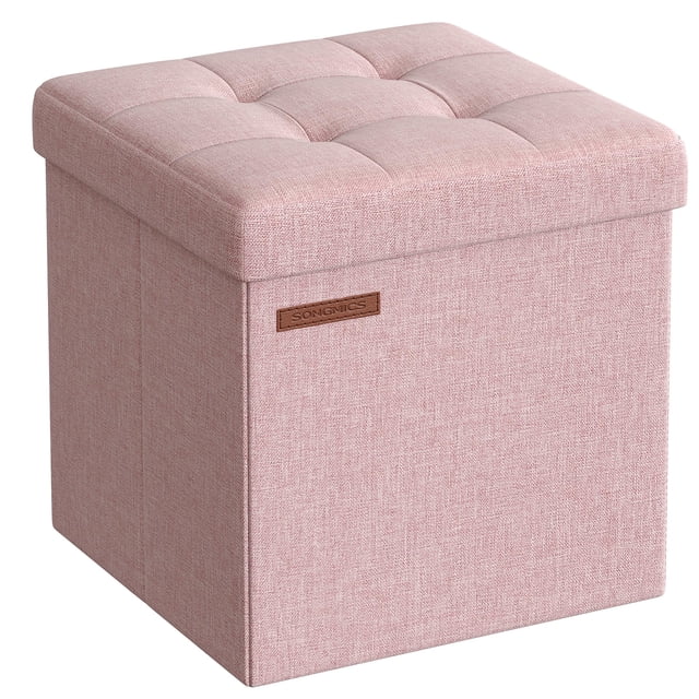 Otomana de almacenamiento SONGMICS plegable 30 x 30 x 30 cm, color rosa gelatina