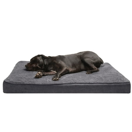 UPC: 0842229122138 | FurHaven Pet Products Snuggle Terry & Suede Deluxe Orthopedic Pet Bed for Dogs & Cats – Gray Jumbo Plus