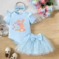 thumbnail image 2 of Coming Home Outfit Girl Romper Ruffle Tutu Skirt Headband 3Pcs Party Dress Clothes Set Blue 6 Months-12 Months, 2 of 7